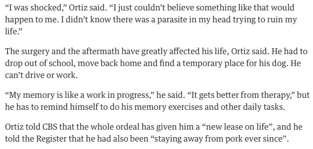26yo has tapeworm removed from brain. TL;DR 26yo Californian has terrible headaches. Starts vomiting and goes the hospital. Doctors remove a live tapeworm from 