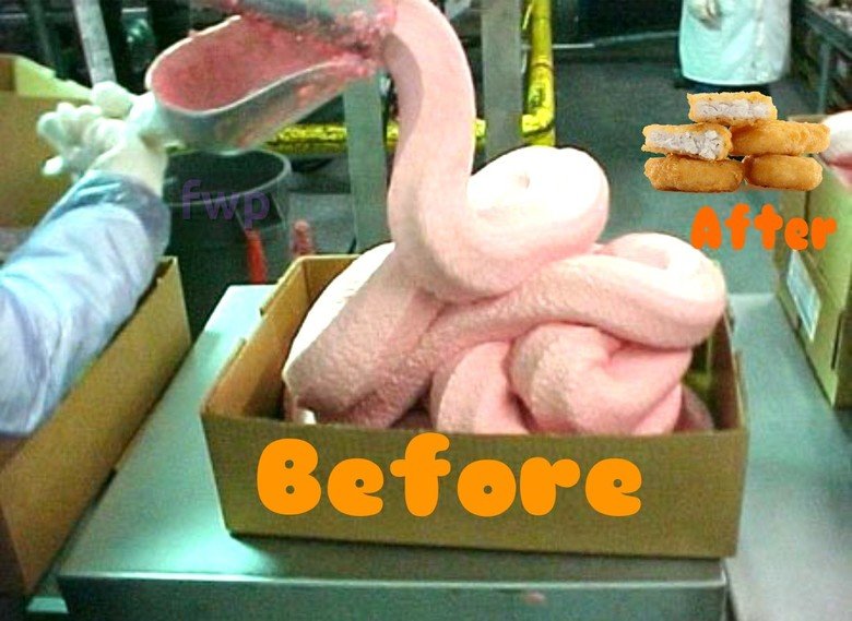 Before and After. .. They turn strawberry icecream into chicken nuggets? !
