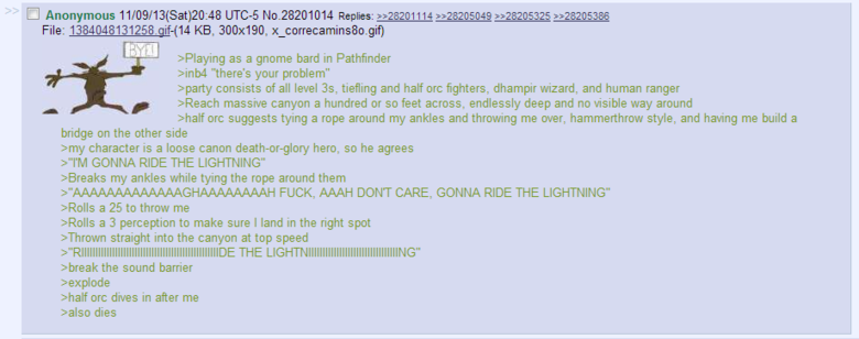 /tg/ D&D Tales 5. The differences in the study of magic between races. RRRRIIIIDDDEEEE TTTTTHHHEEEEE LLLLLIIIIGGGGHHHTTTTNNNIINNNGGGG Best not question. Monster