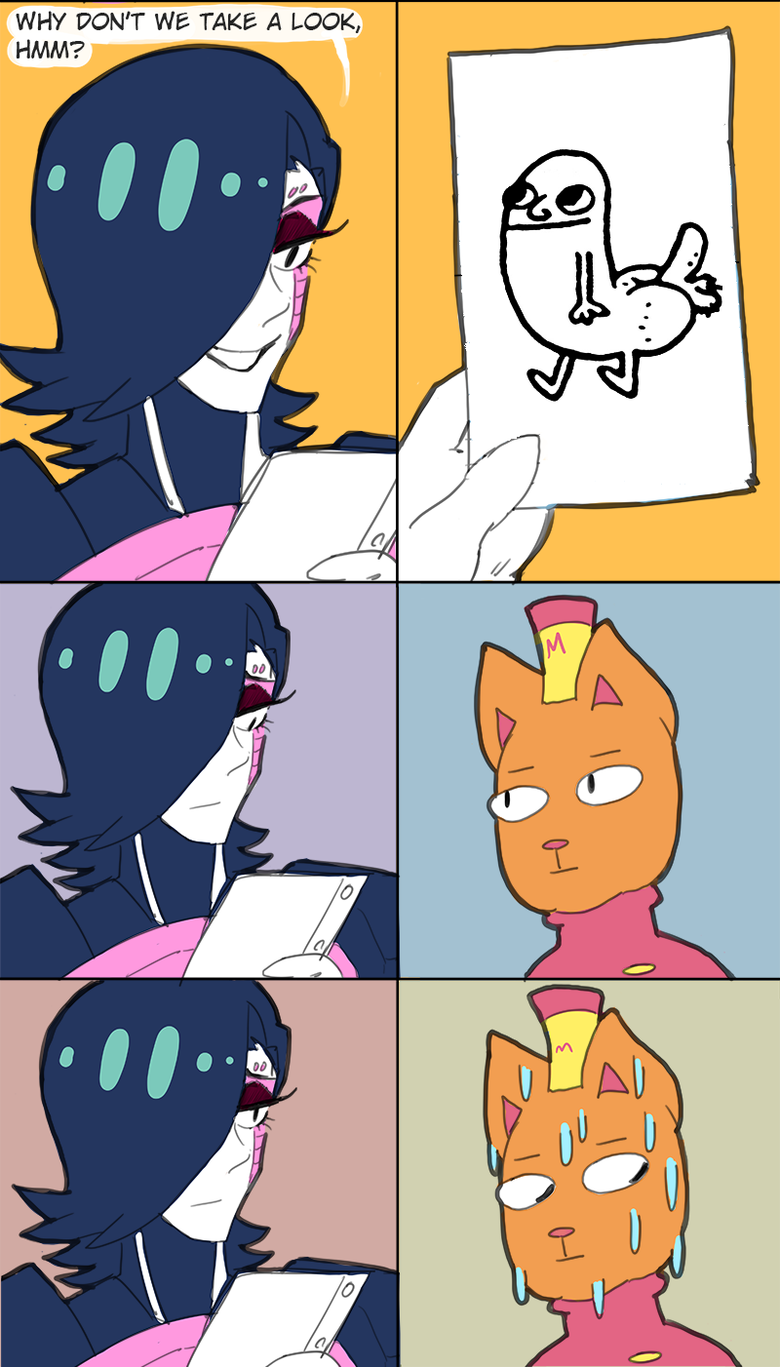 Burgerpants at work. . OH PAOLINA, WE' RE NOT CRAWING HOURS, WHY DON' T we TAKE A LOOK, HMM?