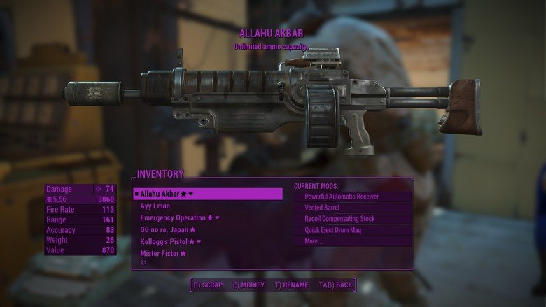Fallout 4 customized weapons Comp 7. uploaded by tolisk uploaded by tenaciouslee uploaded by steckenrider uploaded by redrex uploaded by raspoetin uploaded by m