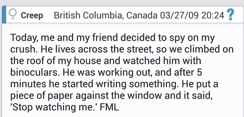 fml comp. . b; Kansas, United States 05/ 12/ 12 10: 42 Q Today, my wife told me she was pregnant. I don' t remember having sex since last year. FML. The best one is the second to last one, cause it least you know her ass is getting beat on a regular basis