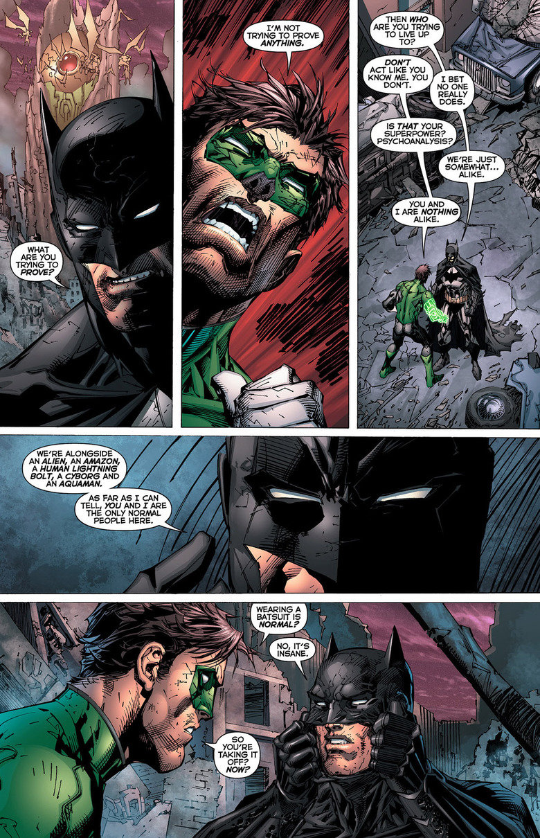 Focus on what's important. Justice League #5 2012 viewcomic.com/justice-league-v1-origin-2011/ How he said 'I'm going to get Superman' at the end was so cool..