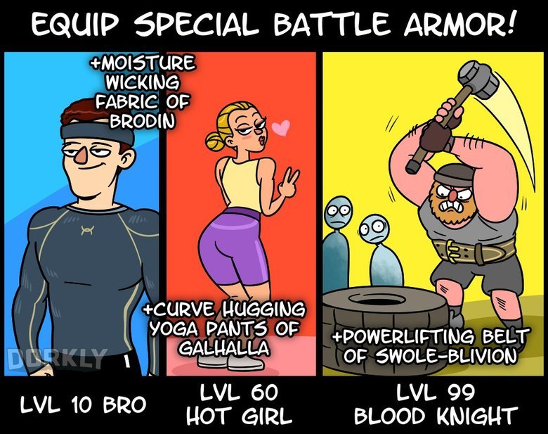 RPG gym. . FOLLOWING AT' , rati, :. this is an excuse to make gamers fit isn't it? pretty sure it's only doing the opposite